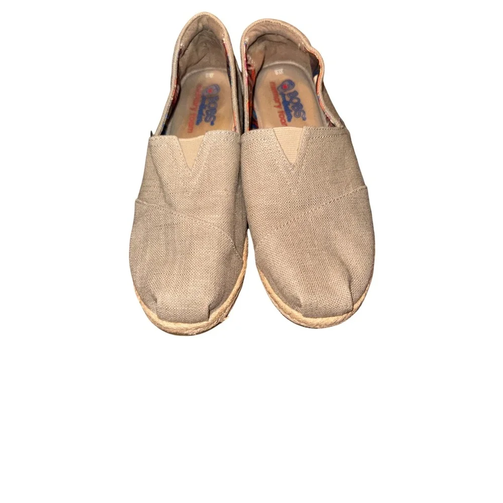 Cottage Core Boho Coconut BOBS Homestretch Taupe Linen Espadrille Wedge Sz8